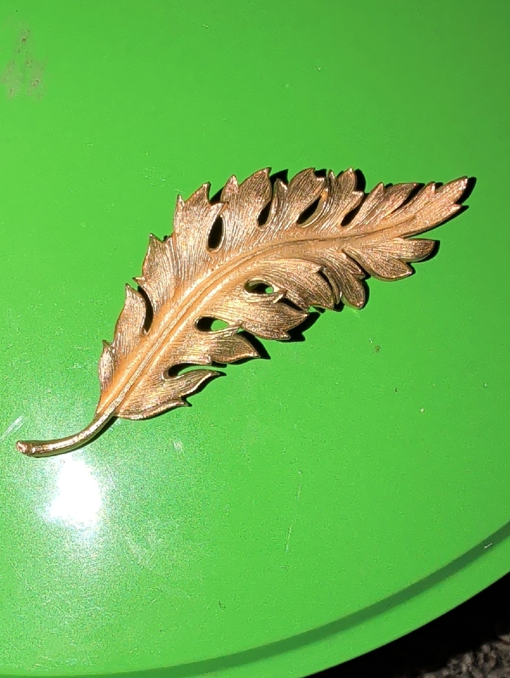 Coro 1961 Signed Gold Toned Leaf Brooch